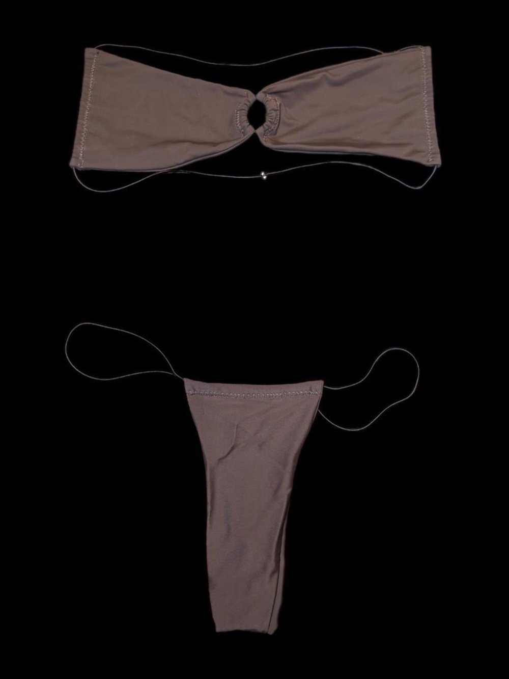 Chocolate Brown String Bikini Set - Bandeau Top & Thong Bottom